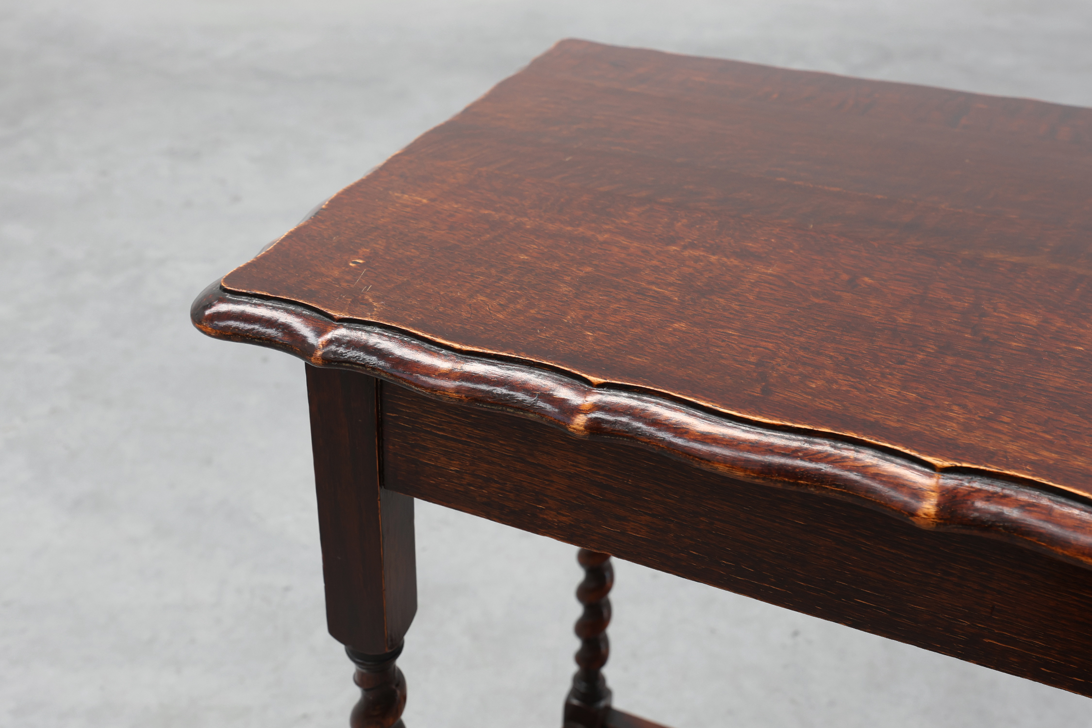 English Oak Barley Twist Side Table with Shaped Top, circa 1900thumbnail
